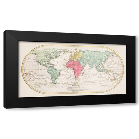 World Map or General Map of the Universe Black Modern Wood Framed Art Print with Double Matting by Lotter, Mathieu Albert