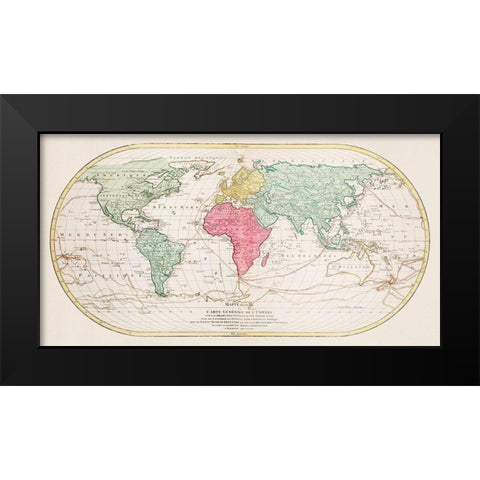 World Map or General Map of the Universe Black Modern Wood Framed Art Print by Lotter, Mathieu Albert