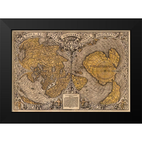 New and complete description of all the world Black Modern Wood Framed Art Print by Fine, Oronce