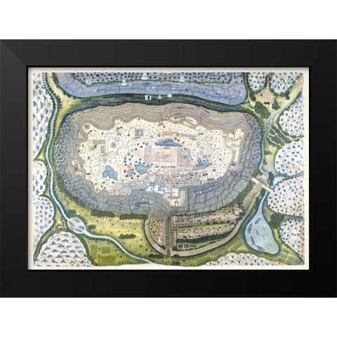 Fortified City of Ranthambhor Black Modern Wood Framed Art Print by Generation of Bagta