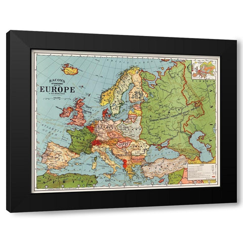 Bacons standard map of Europe Black Modern Wood Framed Art Print with Double Matting by Bacon, George Washington