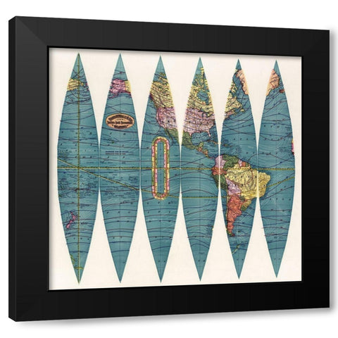New twelve inch terrestrial globe Black Modern Wood Framed Art Print with Double Matting by Rand McNally and Company