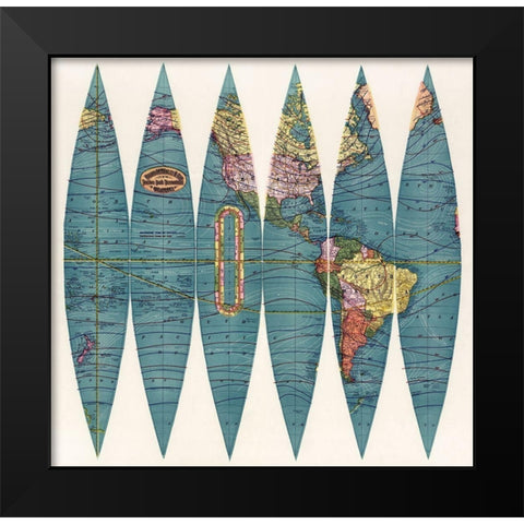 New twelve inch terrestrial globe Black Modern Wood Framed Art Print by Rand McNally and Company