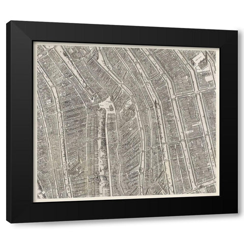 Map of Amsterdam Black Modern Wood Framed Art Print with Double Matting by Florisz, Balthasar