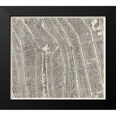Map of Amsterdam Black Modern Wood Framed Art Print by Florisz, Balthasar
