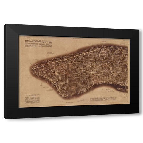 New York City Detail-photographed from two miles up in the air Black Modern Wood Framed Art Print with Double Matting by The Lionel Pincus and Princess Firyal Map Division