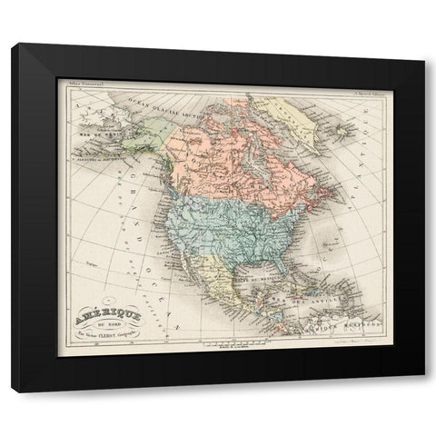 North America from Universal Atlas Black Modern Wood Framed Art Print with Double Matting by Fayard, Artheme