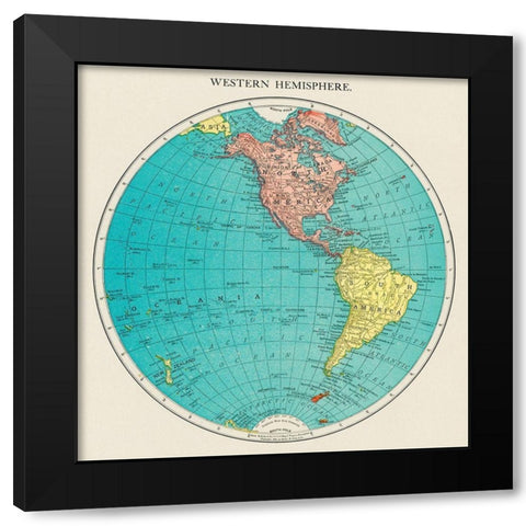 Western Hemisphere-World Atlas Black Modern Wood Framed Art Print with Double Matting by Rand McNally and Company