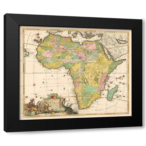 Map of Africa 1690 Black Modern Wood Framed Art Print with Double Matting by Allard, Carel
