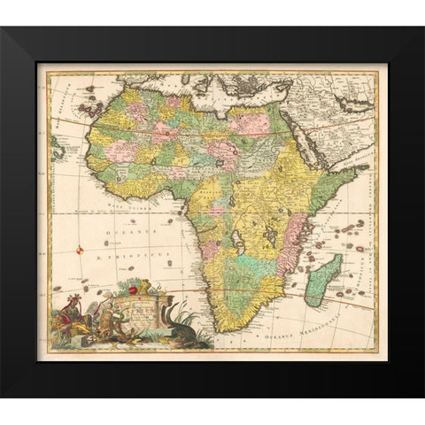 Map of Africa 1690 Black Modern Wood Framed Art Print by Allard, Carel