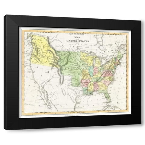 A Moral and Political Sketch of the United States of North America 1833 Black Modern Wood Framed Art Print with Double Matting by Charles Louis Napoleon Achille Murat
