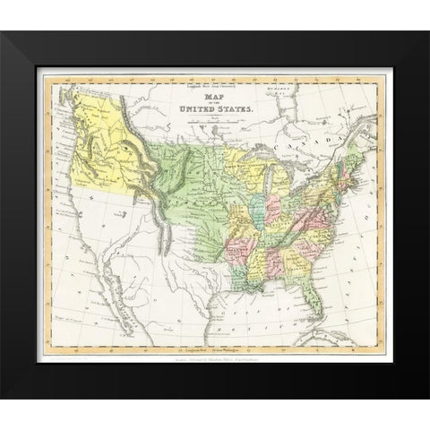 A Moral and Political Sketch of the United States of North America 1833 Black Modern Wood Framed Art Print by Charles Louis Napoleon Achille Murat
