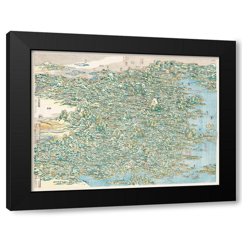 Map of China by Katsushika Hokusai Black Modern Wood Framed Art Print by Hokusai, Katsushika
