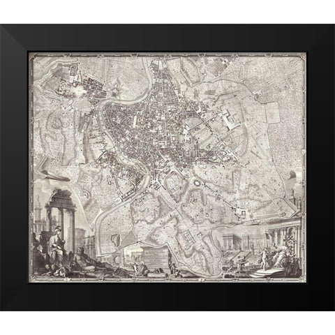 The Nolli Map Black Modern Wood Framed Art Print by Campana, Pietro