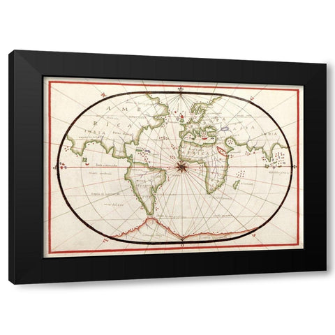 Portolan atlas of the Mediterranean Sea-Western Europe-and the Northwest Coast of Africa 1590 Black Modern Wood Framed Art Print by Olivia, Joan