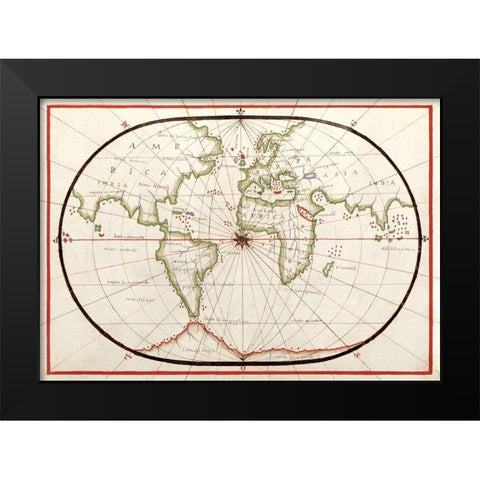 Portolan atlas of the Mediterranean Sea-Western Europe-and the Northwest Coast of Africa 1590 Black Modern Wood Framed Art Print by Olivia, Joan