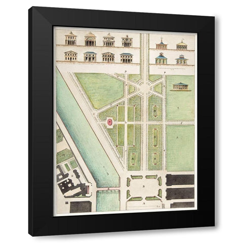 Jardin Public-Champs Elysees Black Modern Wood Framed Art Print by Motte, Charles