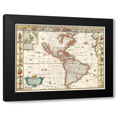 America 1627 Black Modern Wood Framed Art Print with Double Matting by Speed, John