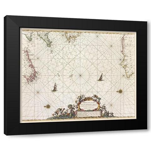 Paskaert vant in comen vant Canaal Black Modern Wood Framed Art Print by Goos, Pieter
