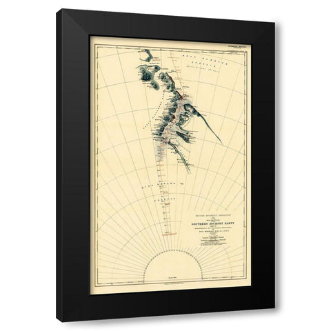 Route and Surveys of the Southern Journey Party-1909 Black Modern Wood Framed Art Print with Double Matting by Royal Geographic Society England