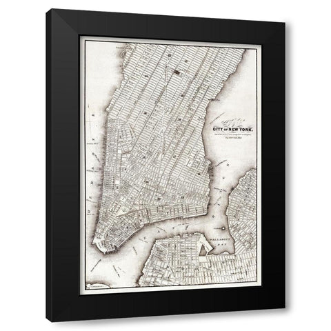 Map of the city of New York-1850 Black Modern Wood Framed Art Print by Library of Congress Geography and Map Division Washington