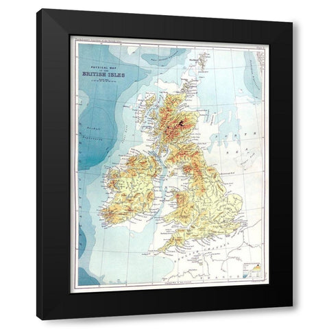 Gazetteer of the British Isles-statistical and topographical 1887 Black Modern Wood Framed Art Print by Bartholomew, John