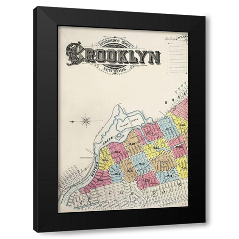 Sanborn Fire Insurance Map from Brooklyn-Kings County-New York 1888 Black Modern Wood Framed Art Print with Double Matting by Sanborn Map Company