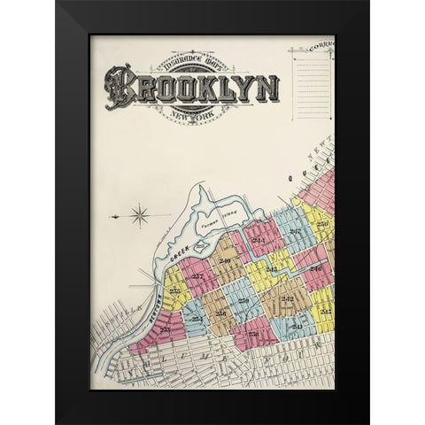 Sanborn Fire Insurance Map from Brooklyn-Kings County-New York 1888 Black Modern Wood Framed Art Print by Sanborn Map Company