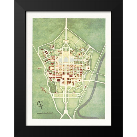 Color plan of the 1942 Rome Worlds Fair Black Modern Wood Framed Art Print by Arti grafiche Pizzi and Pizio