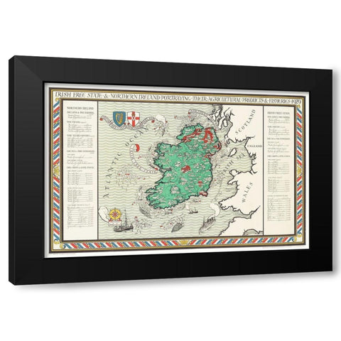 Irish Free State and Northern Ireland 1929 Black Modern Wood Framed Art Print with Double Matting by Gil, MacDonald