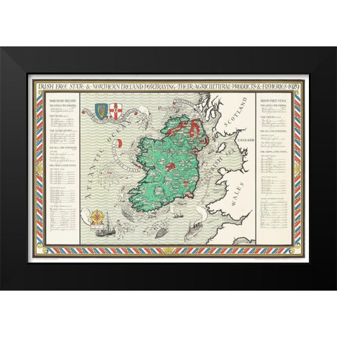 Irish Free State and Northern Ireland 1929 Black Modern Wood Framed Art Print by Gil, MacDonald