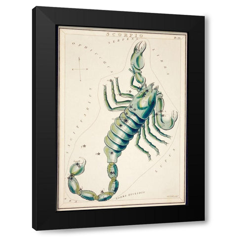 Astronomical chart illustration of the Scorpio Black Modern Wood Framed Art Print by Library of Congress