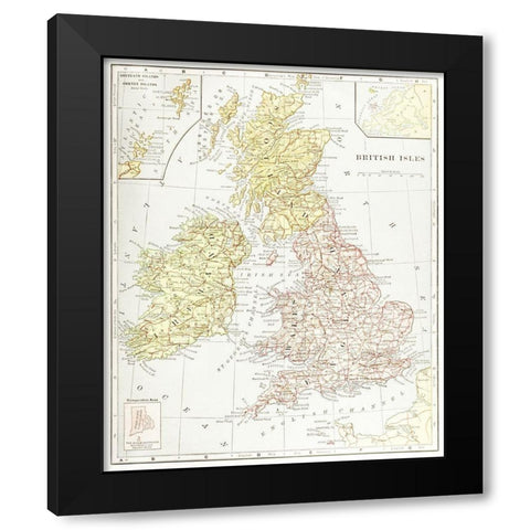 Geography of the British Isles 1886 Black Modern Wood Framed Art Print by Davidson, Thomas McLaren