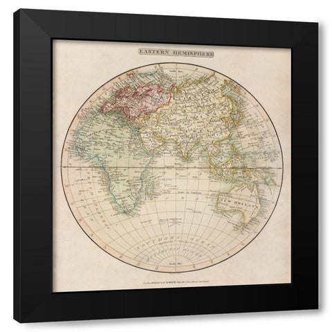 Eastern Hemisphere 1808 Black Modern Wood Framed Art Print with Double Matting by Smith, C