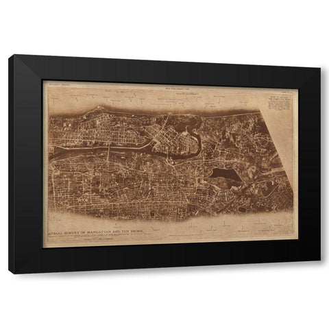 New York City Detail-photographed from two miles up in the air 1922 Black Modern Wood Framed Art Print with Double Matting by The Lionel Pincus and Princess Firyal Map Division