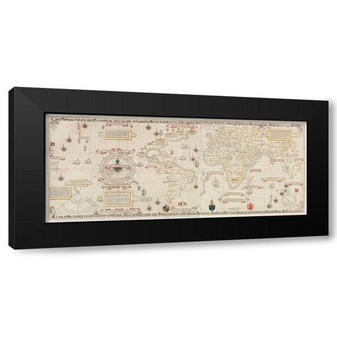 World Map 1900 Black Modern Wood Framed Art Print by Ribeiro, Diogo