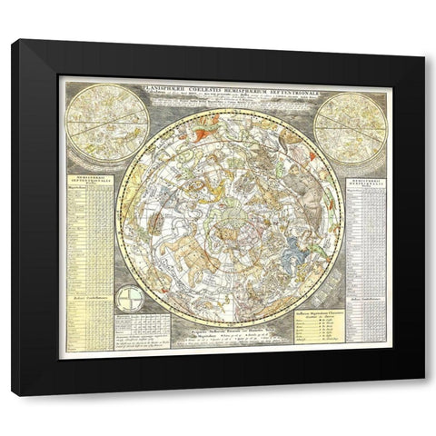 Star map of the northern starry sky Black Modern Wood Framed Art Print by Allard, Carel