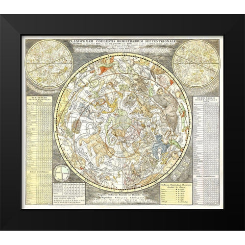 Star map of the northern starry sky Black Modern Wood Framed Art Print by Allard, Carel
