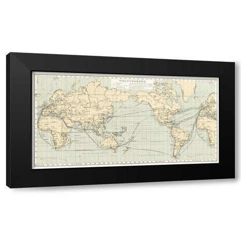 Geographical Statistical World Lexicon 1888 Black Modern Wood Framed Art Print by Metzger, Emil