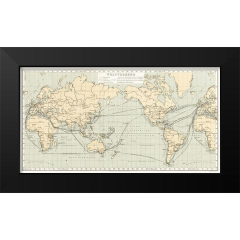 Geographical Statistical World Lexicon 1888 Black Modern Wood Framed Art Print by Metzger, Emil