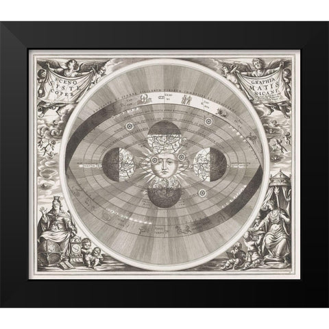 Map of the Copernicus system 1708 Black Modern Wood Framed Art Print by The Rijksmuseum