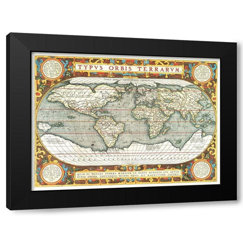 Typus orbis terrarum 1587 Black Modern Wood Framed Art Print with Double Matting by Ortelius, Abraham