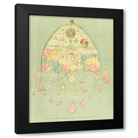 A Burmese map of the world 1906 Black Modern Wood Framed Art Print with Double Matting by Griggs, William