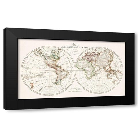 The two hemispheres of the earth 1807 Black Modern Wood Framed Art Print with Double Matting by Schneider und Weigelsehen