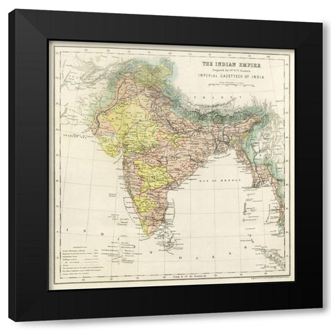 Second Edition of The Imperial Gazetteer of India 1885 Black Modern Wood Framed Art Print by Hunter, William Wilson