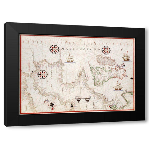 Portolan atlas of the Mediterranean Sea-western Europe-and the northwest coast of Africa 1590 Black Modern Wood Framed Art Print with Double Matting by Olivia, Joan