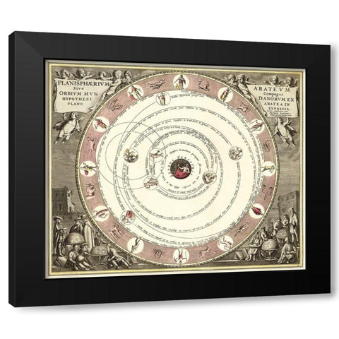 Planisphaerivm Aratevm sive Compages Orbivm Mvndanorvm ex hypothesi Aratea in plano expressa 1708 Black Modern Wood Framed Art Print with Double Matting by Cellarius, Andreas