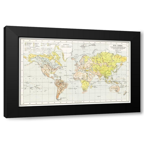 The Earth a general geography and area 1896 Black Modern Wood Framed Art Print by Heiderich, Franz