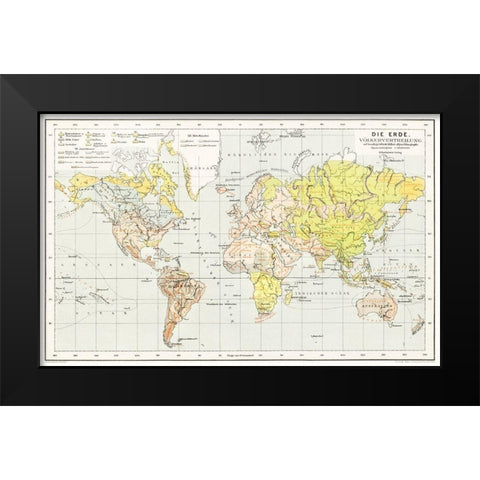 The Earth a general geography and area 1896 Black Modern Wood Framed Art Print by Heiderich, Franz