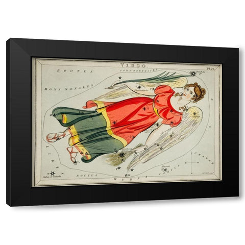 Astronomical chart illustration of the Virgo Black Modern Wood Framed Art Print with Double Matting by Hall, Sidney